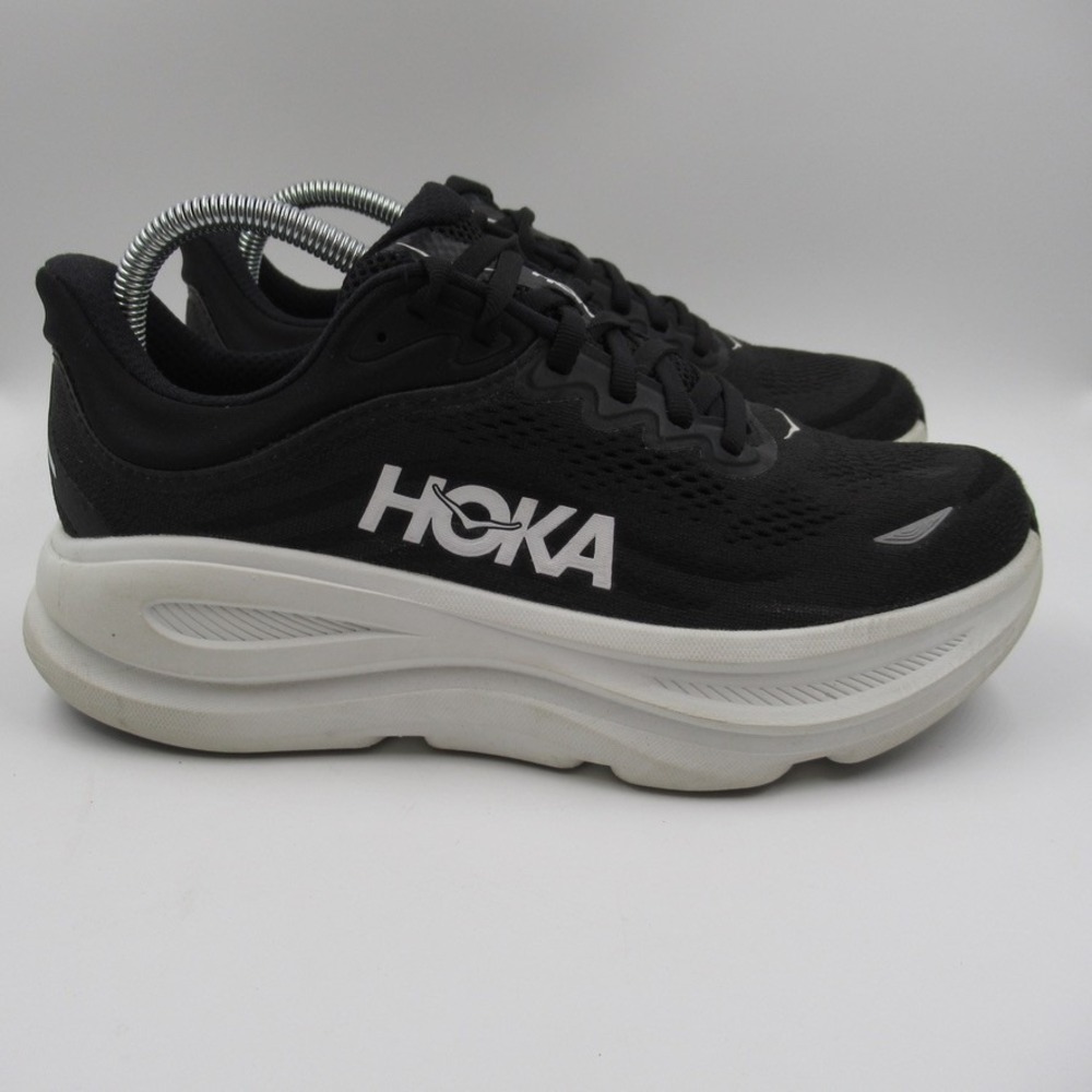 Hoka Bondi 9 Running Shoes Women 8D Black White Wide Road Walking NO INSOLES